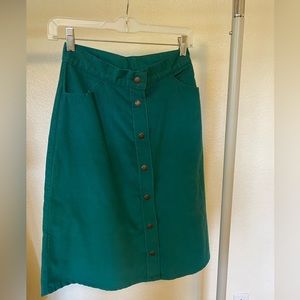Vintage rare Levi Green corduroy button down skirt